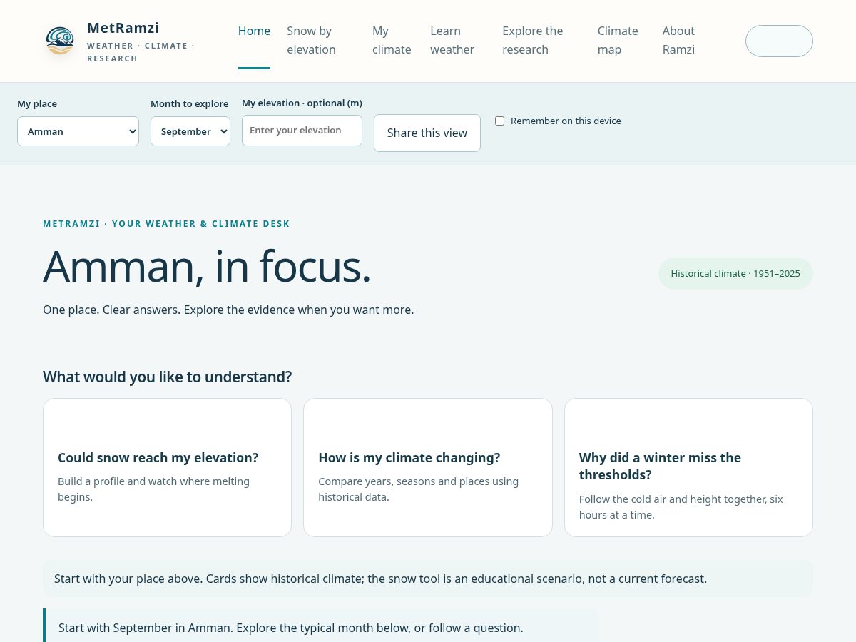 Landing-page snapshot of metramzi.com