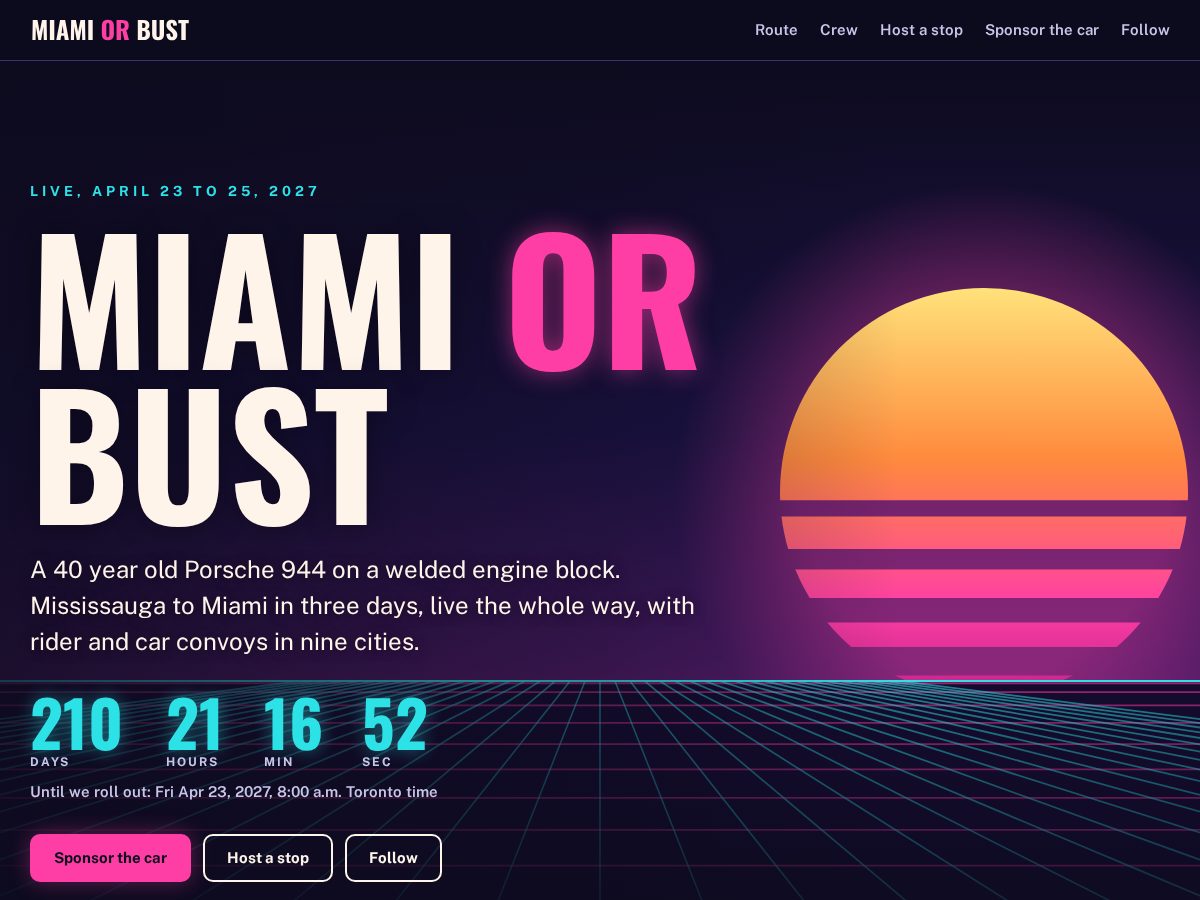 Landing-page snapshot of miamiorbust.com