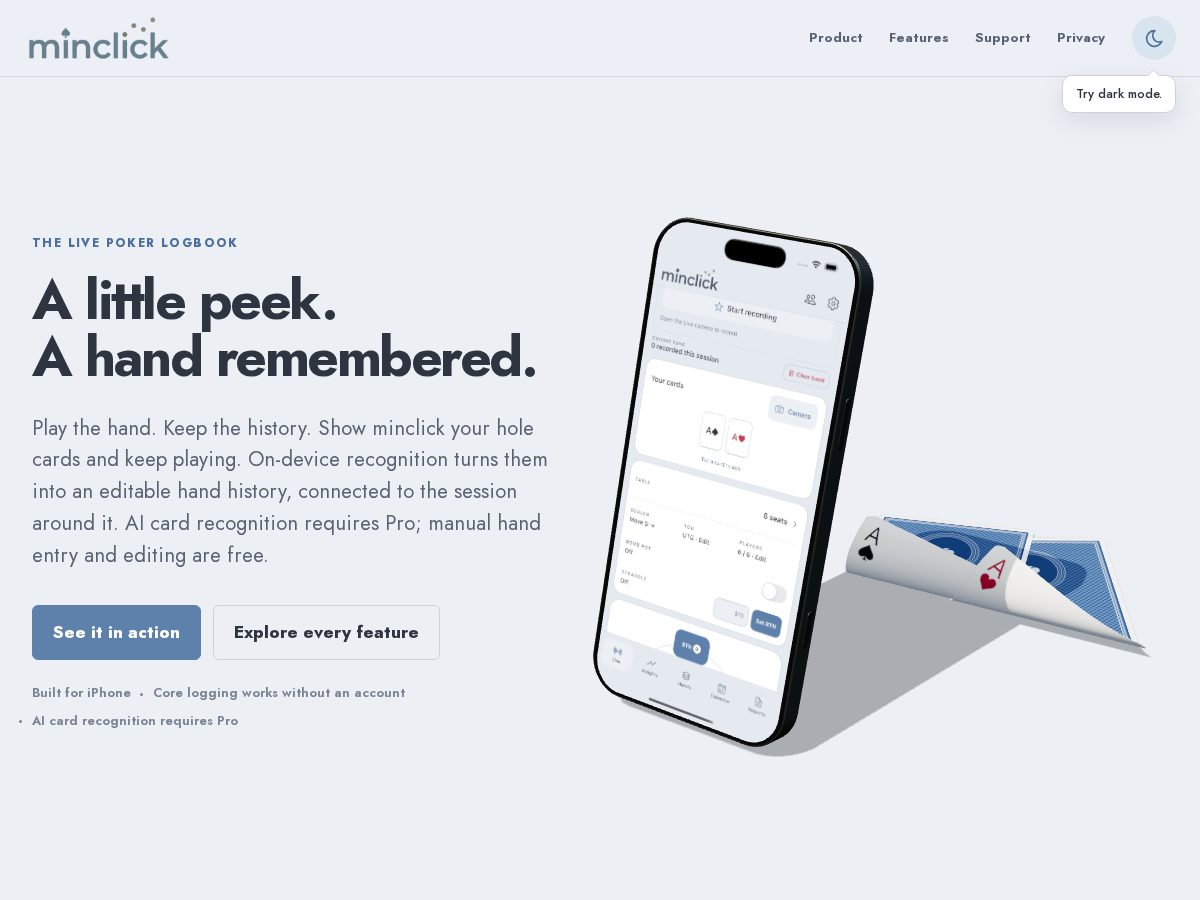 Landing-page snapshot of minclick.app