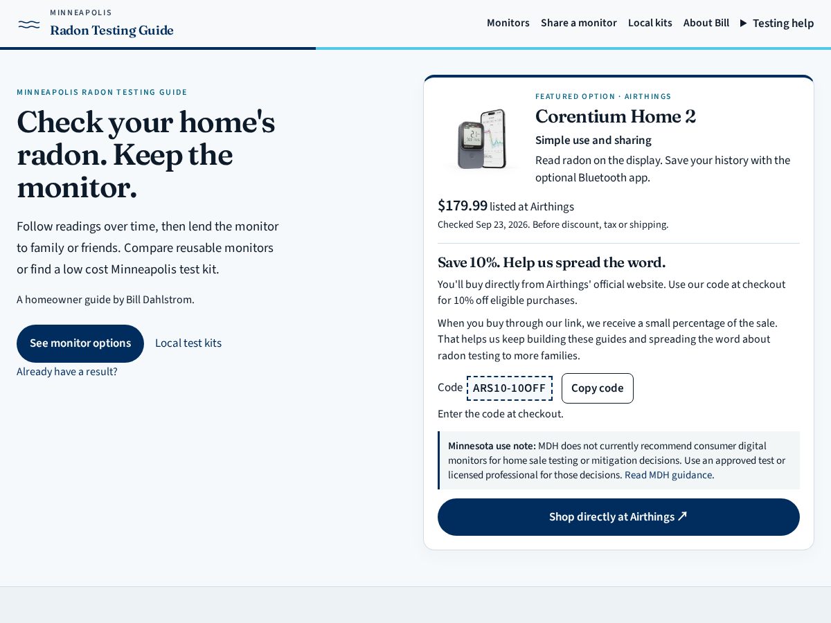 Landing-page snapshot of minneapolistadontestkit.com