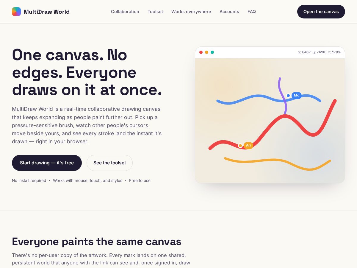 Landing-page snapshot of multidraw.org
