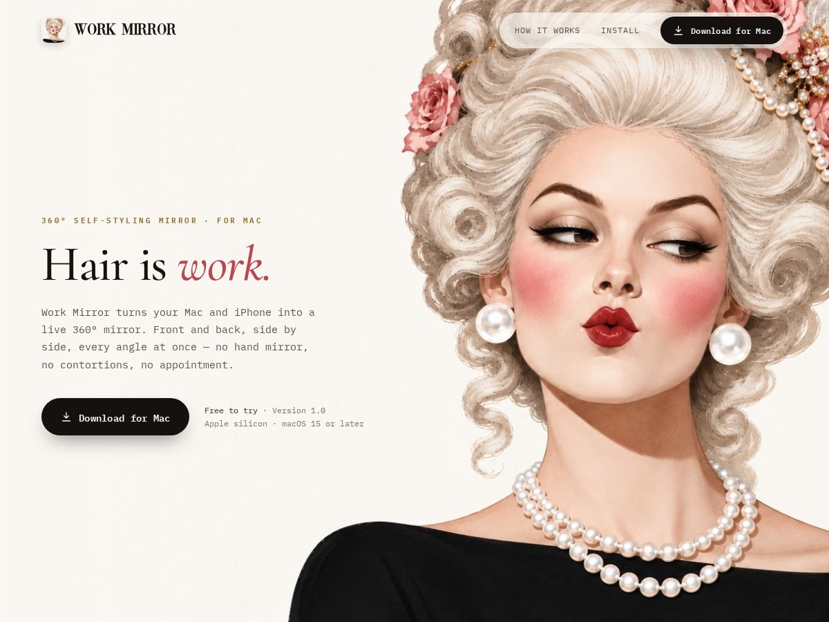 Landing-page snapshot of myworkmirror.com