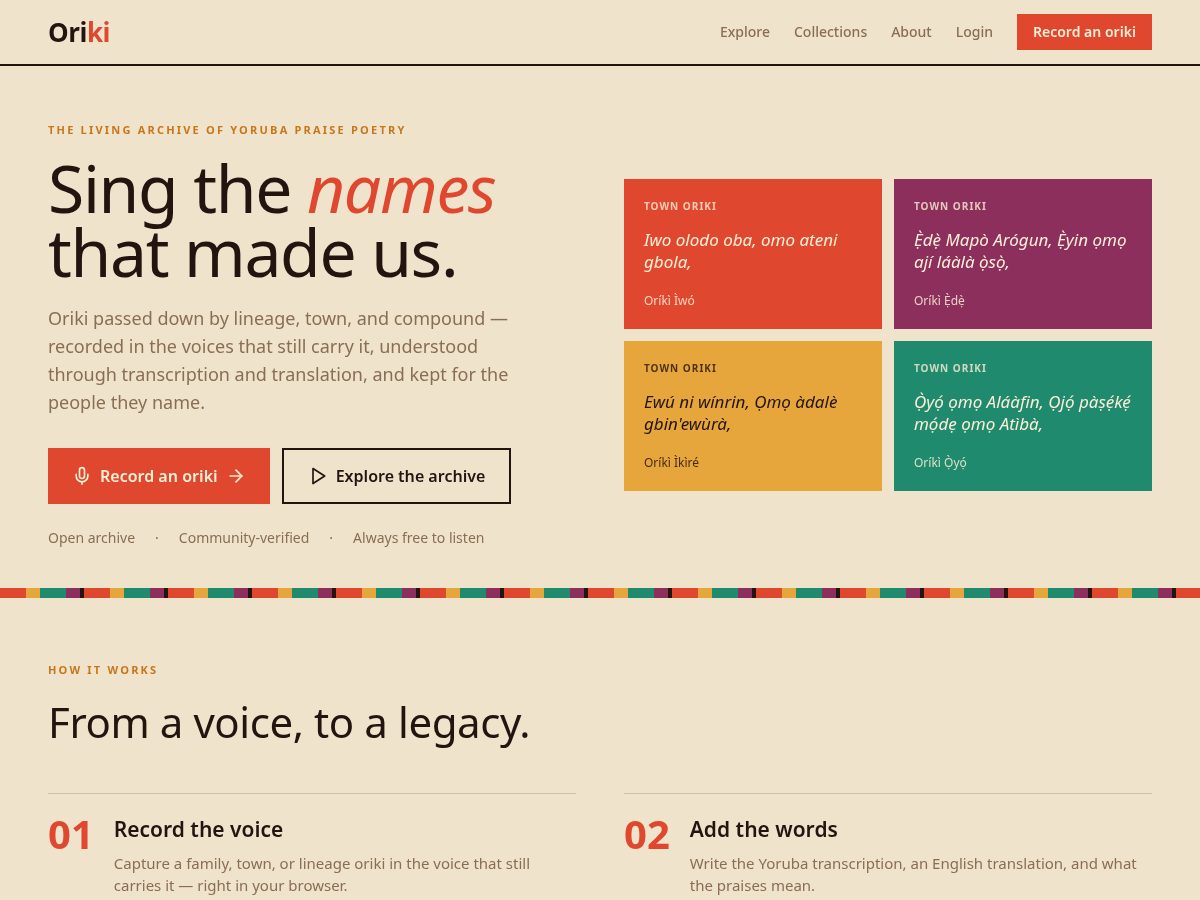 Landing-page snapshot of namesyoruba.com