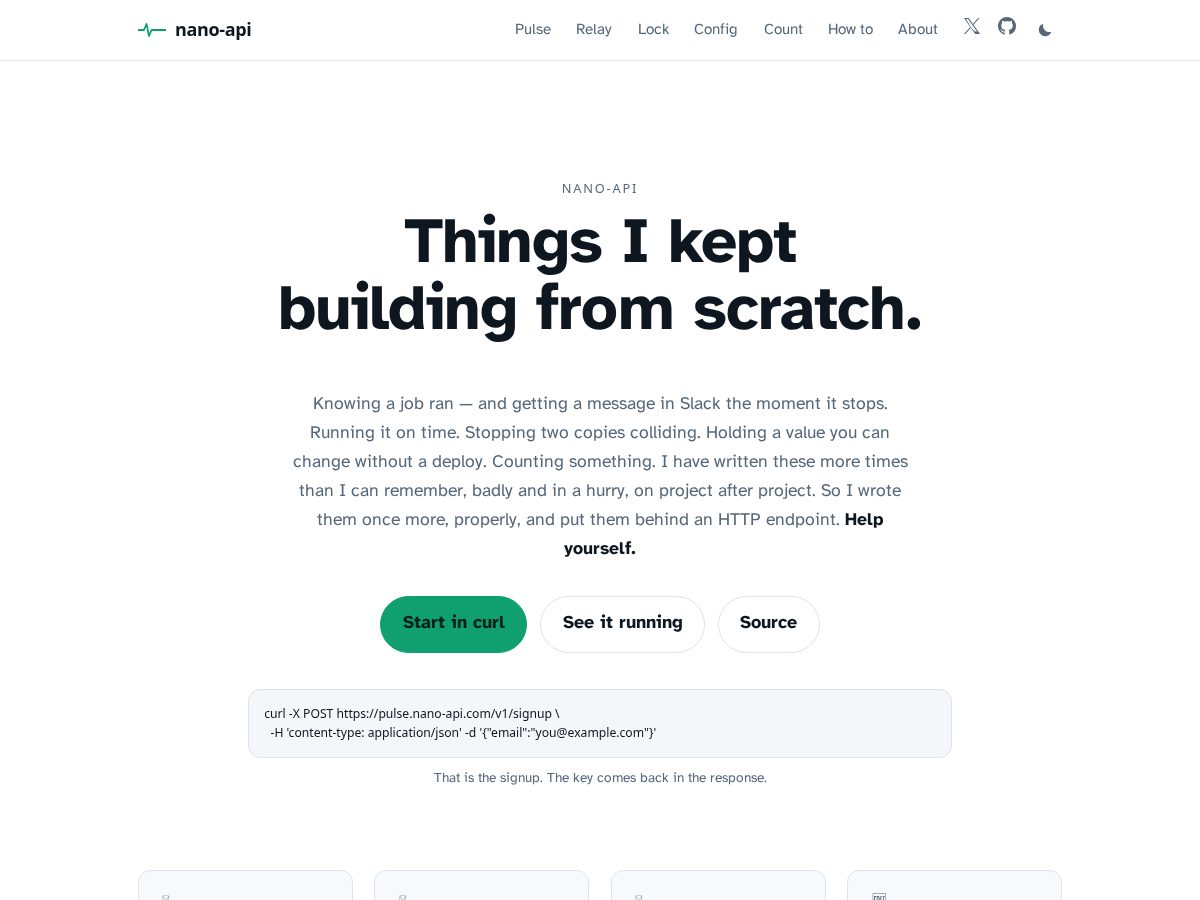 Landing-page snapshot of nano-api.com
