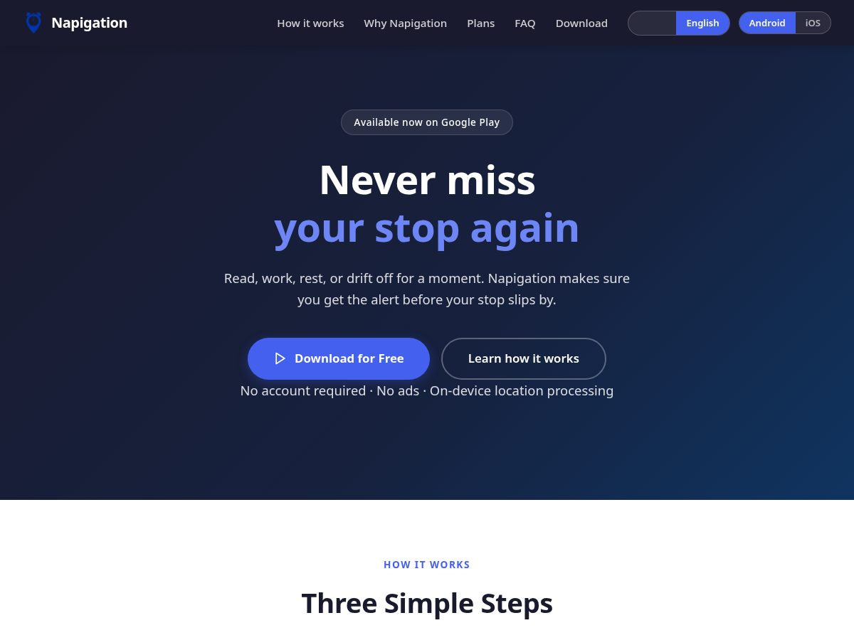 Landing-page snapshot of napigation.com