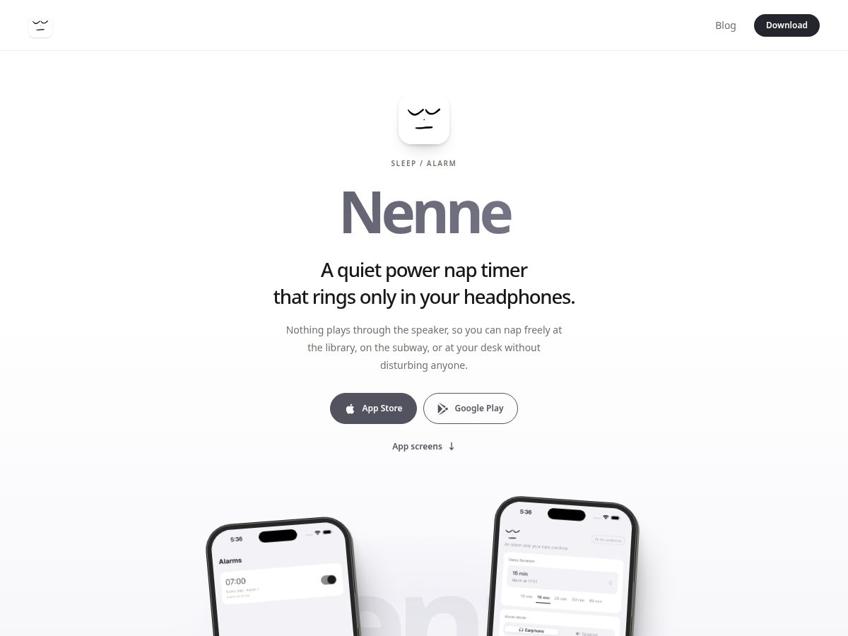 Landing-page snapshot of nenneapp.com