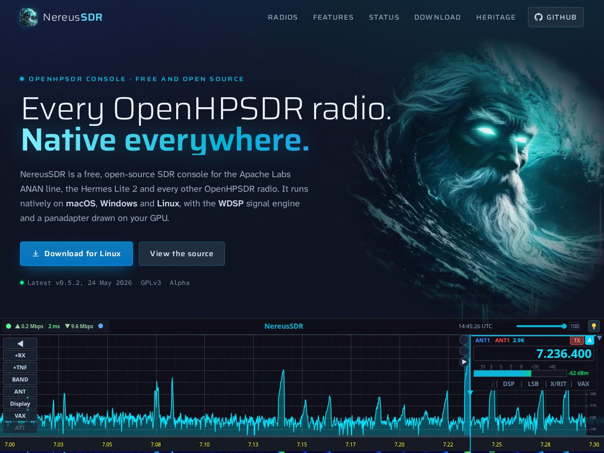 Landing-page snapshot of nereussdr.com