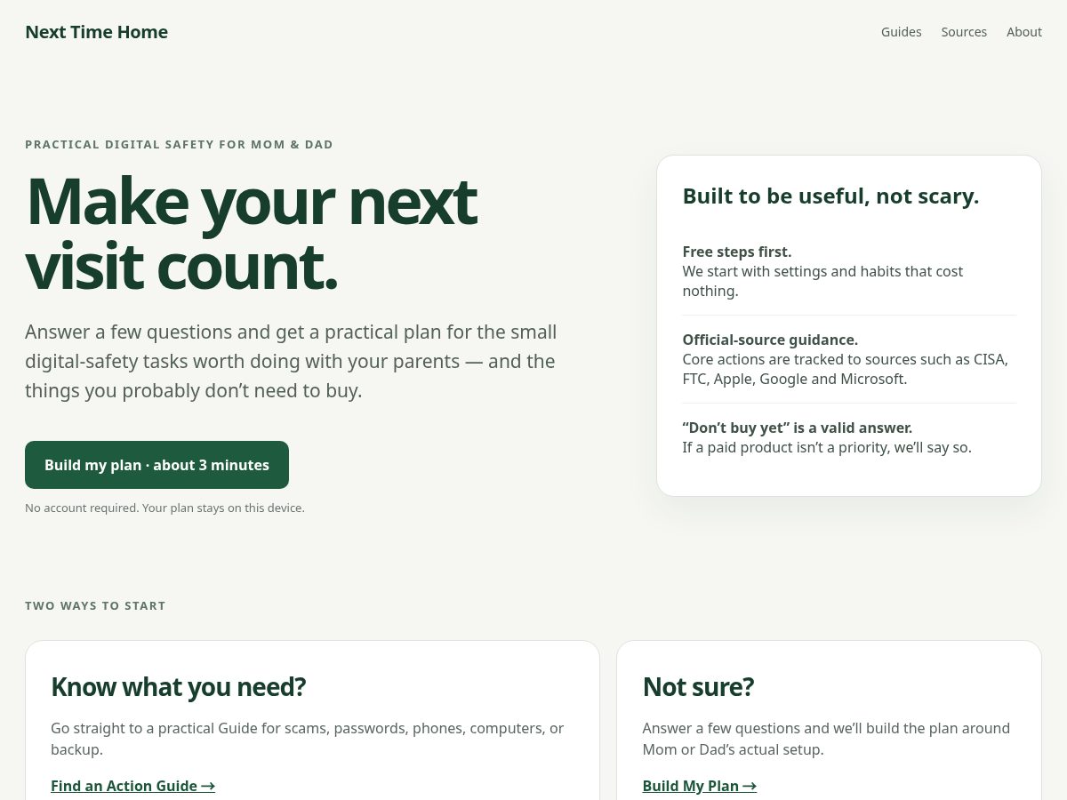 Landing-page snapshot of nexttimehome.com