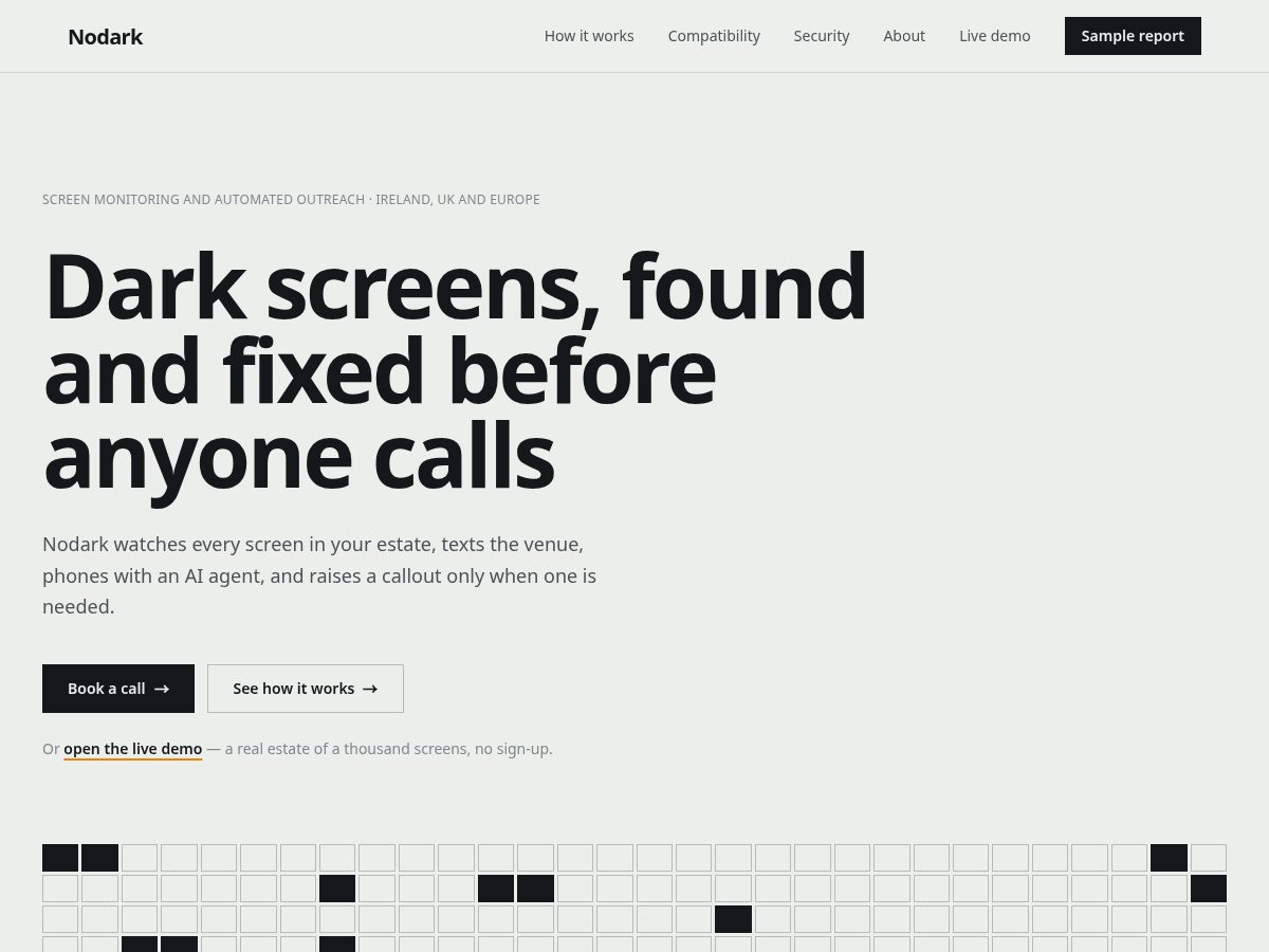 Landing-page snapshot of nodark.app