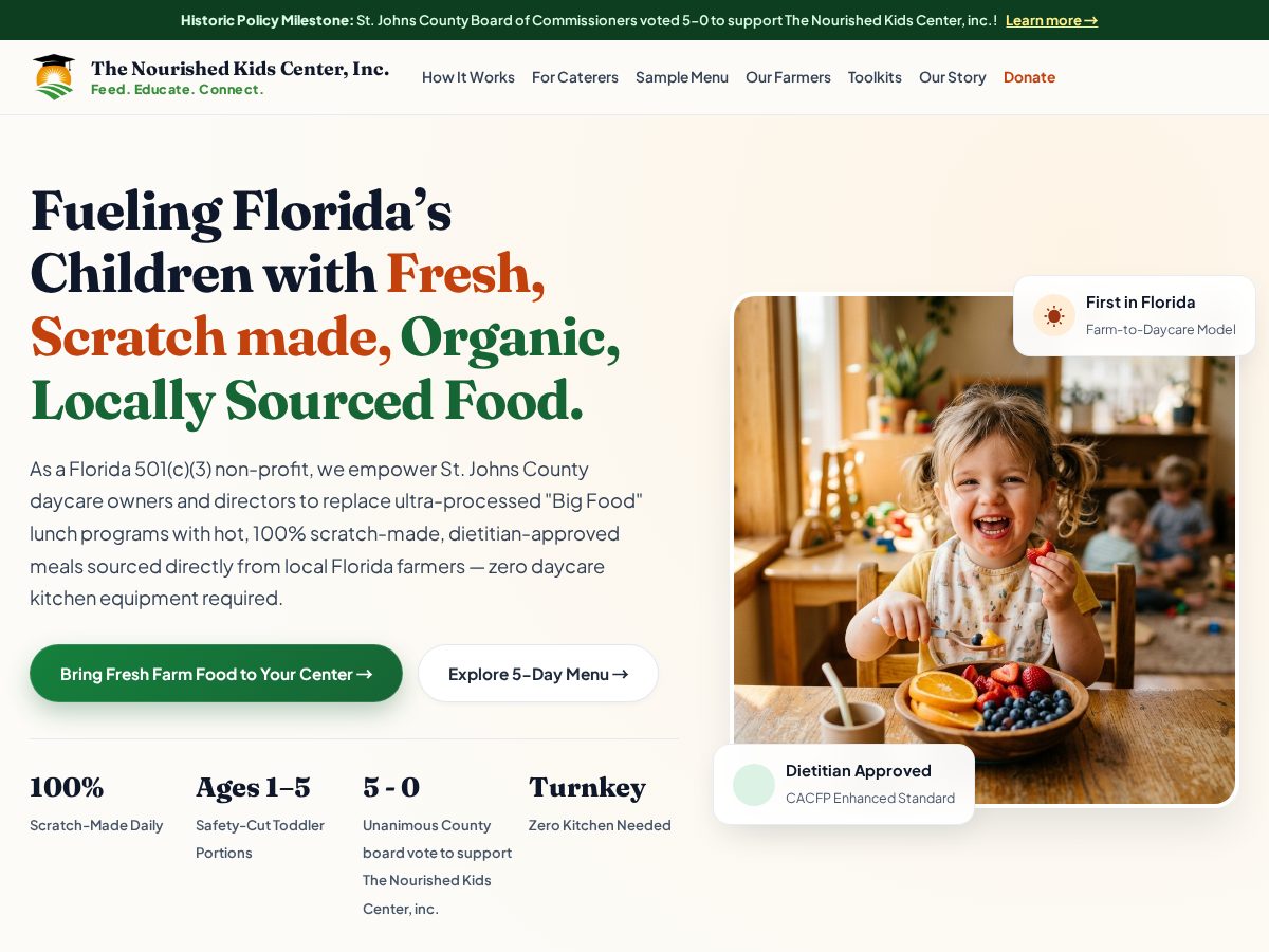Landing-page snapshot of nourishedkidscenter.org