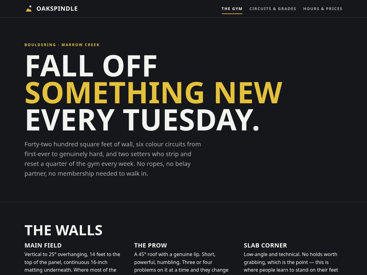 Landing-page snapshot of oakspindle.online