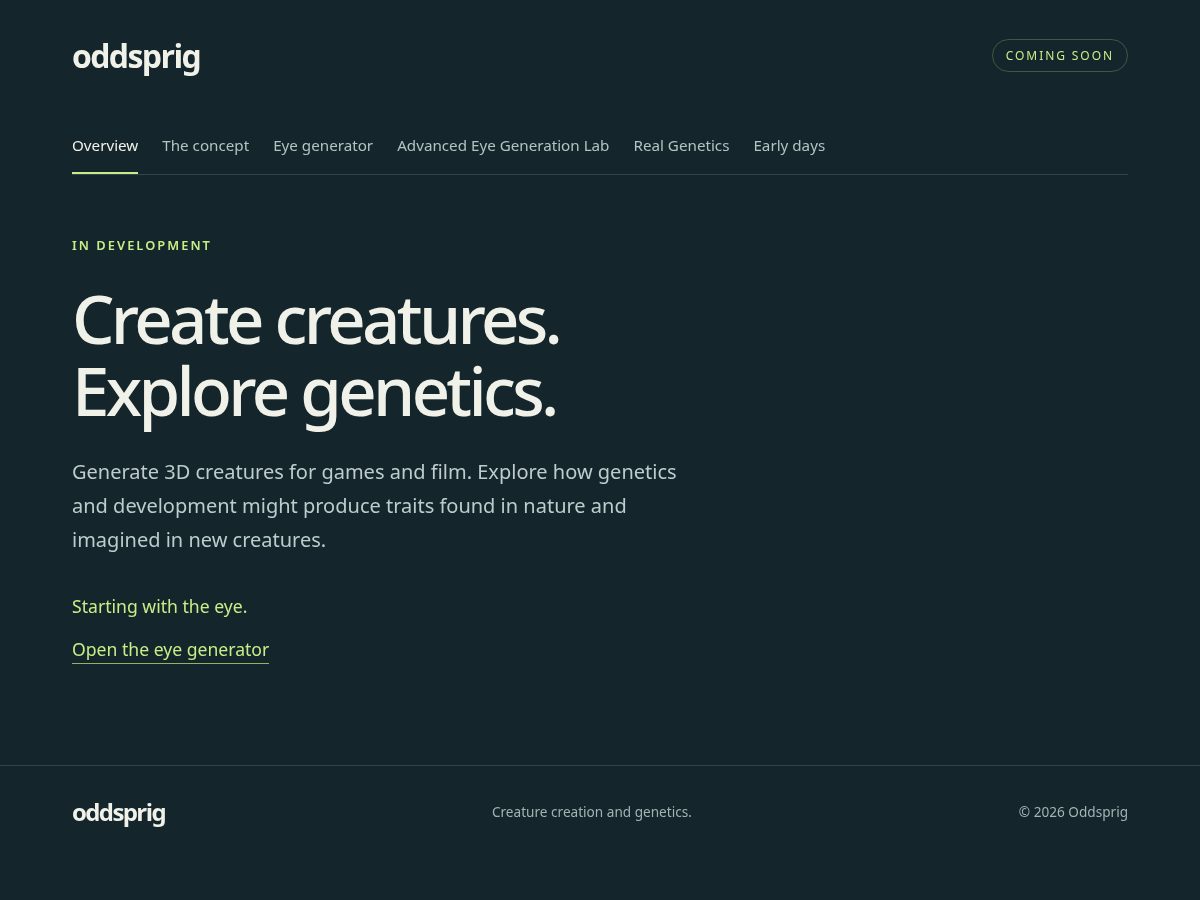 Landing-page snapshot of oddsprig.com