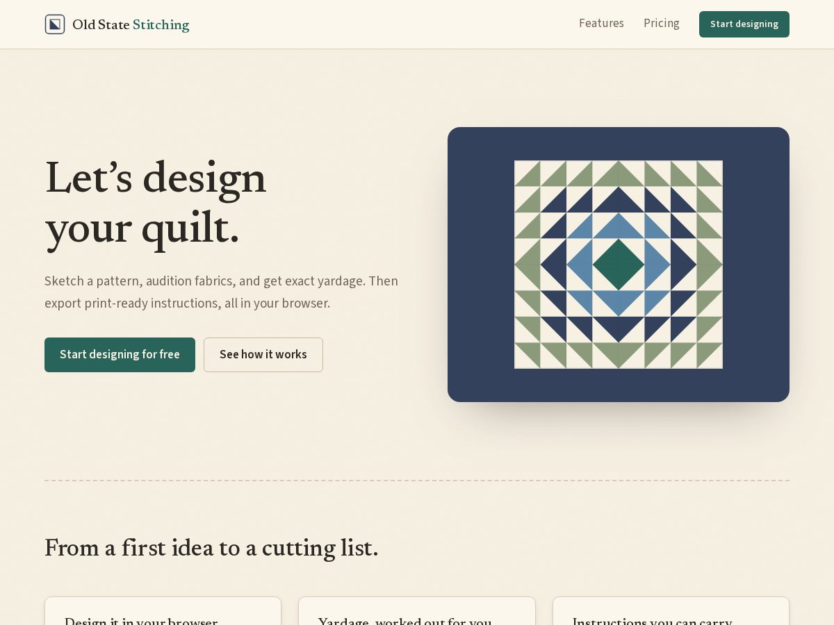 Landing-page snapshot of oldstatestitching.com