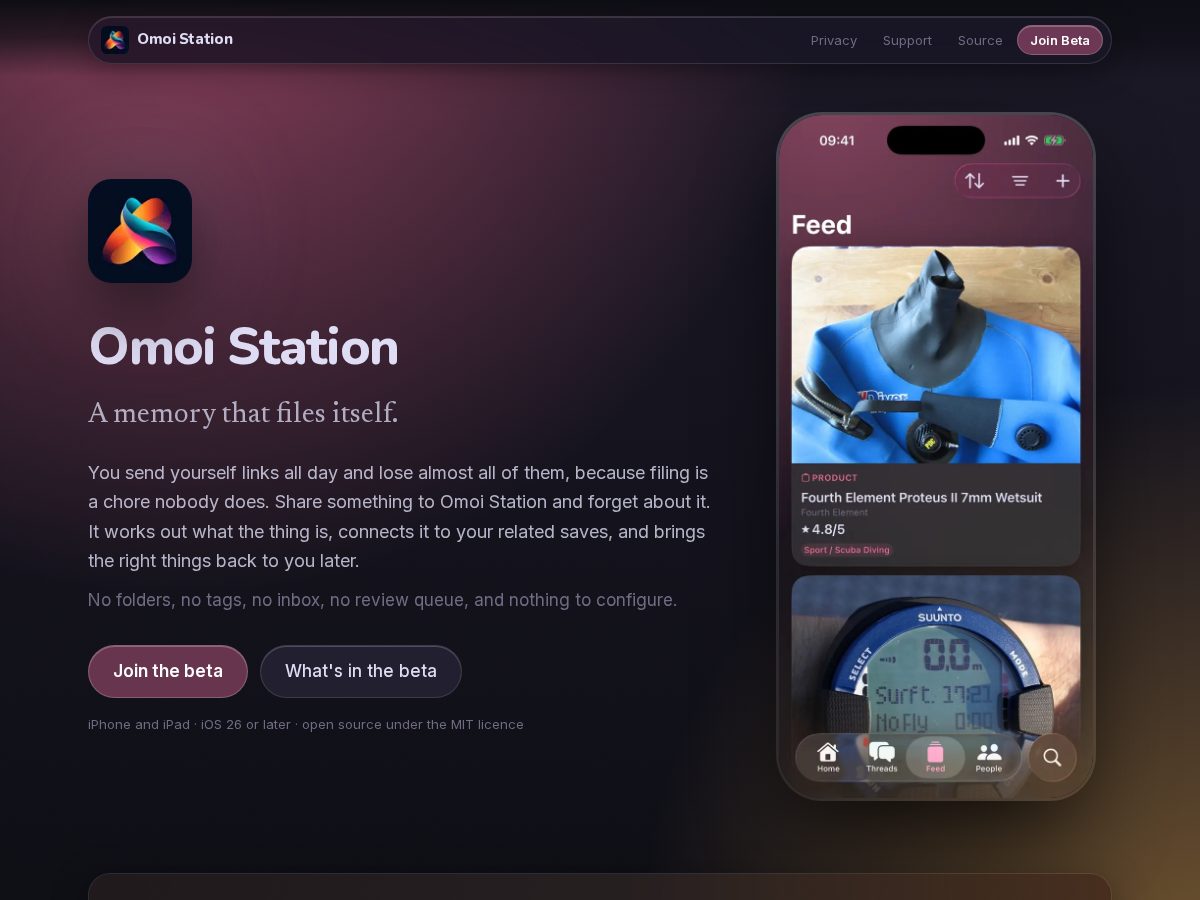 Landing-page snapshot of omoistation.com