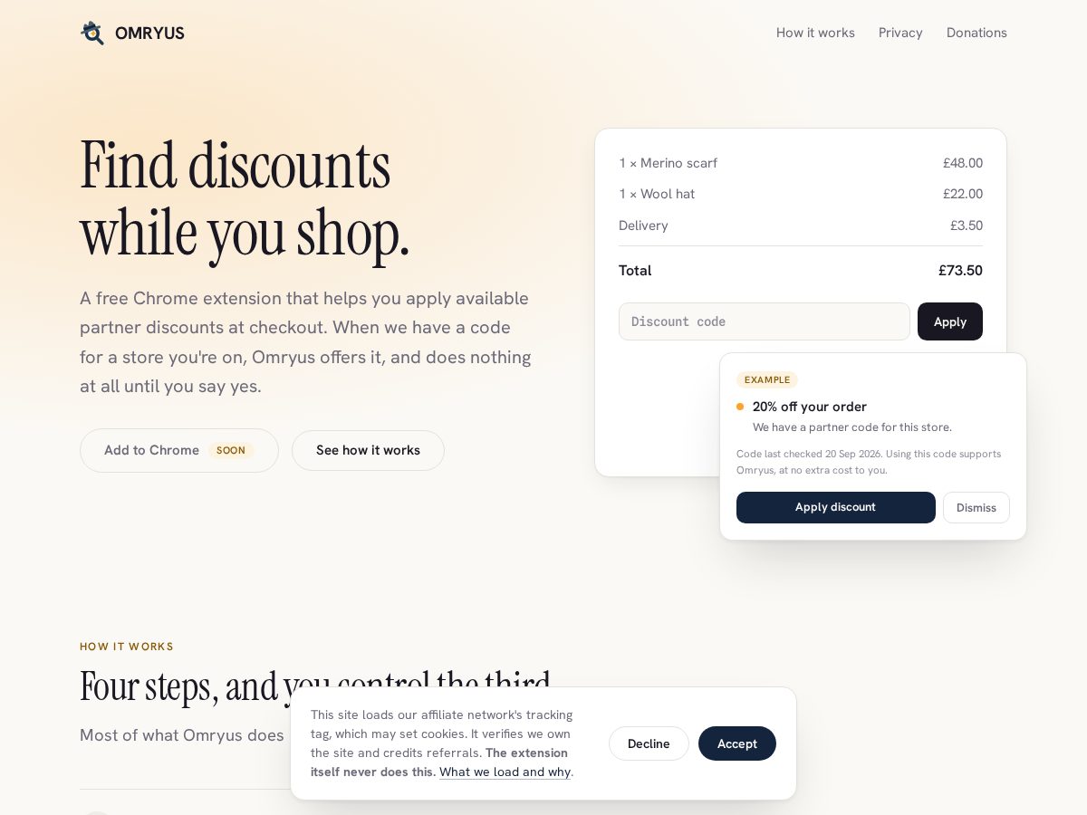 Landing-page snapshot of omryus.com