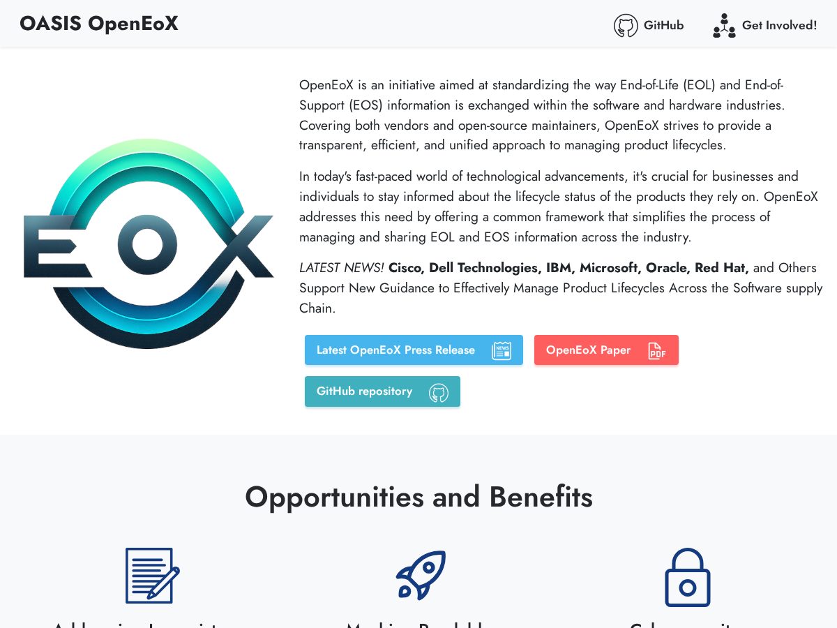 Landing-page snapshot of openeox.com