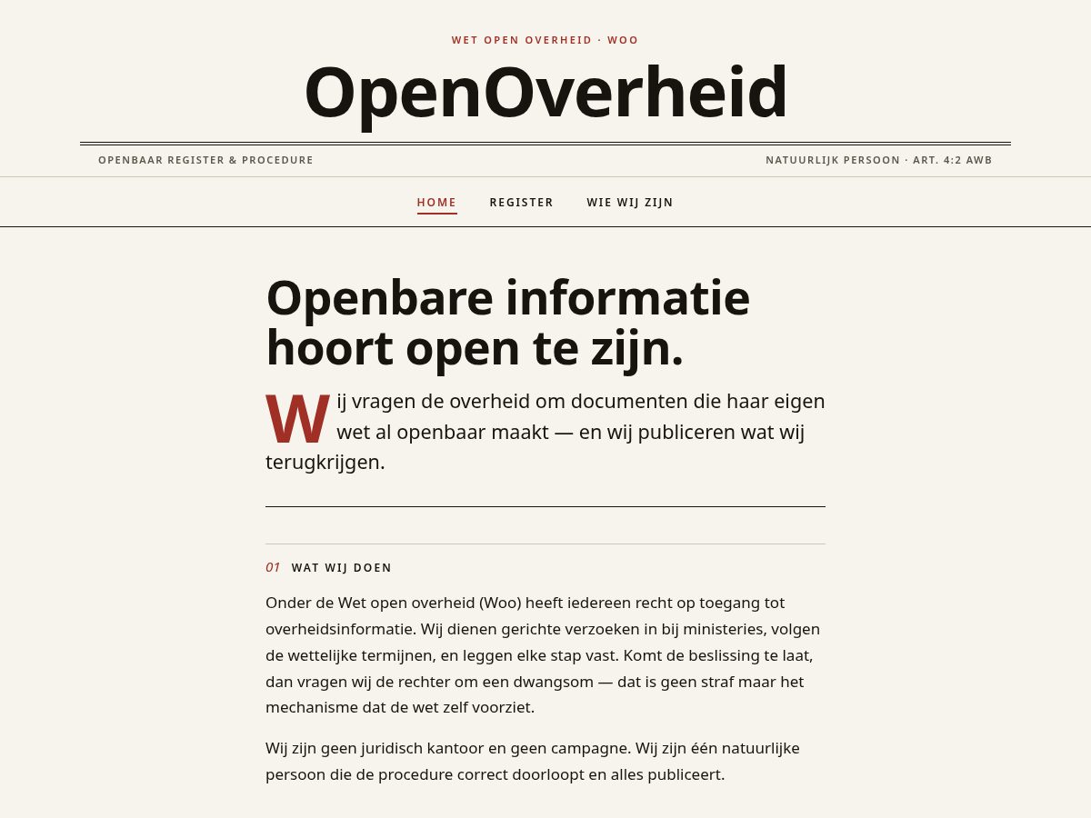 Landing-page snapshot of openoverheid.party