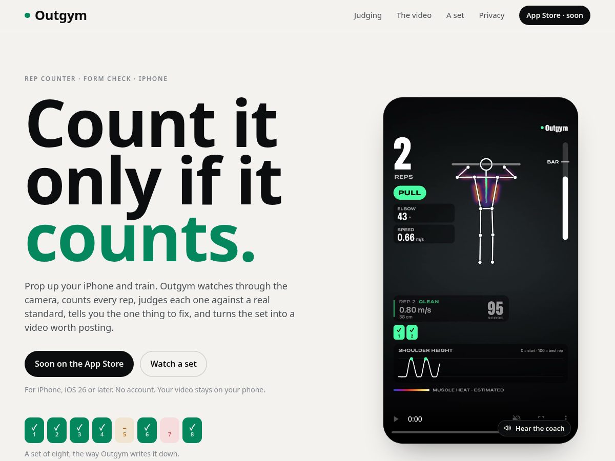 Landing-page snapshot of outgym.app