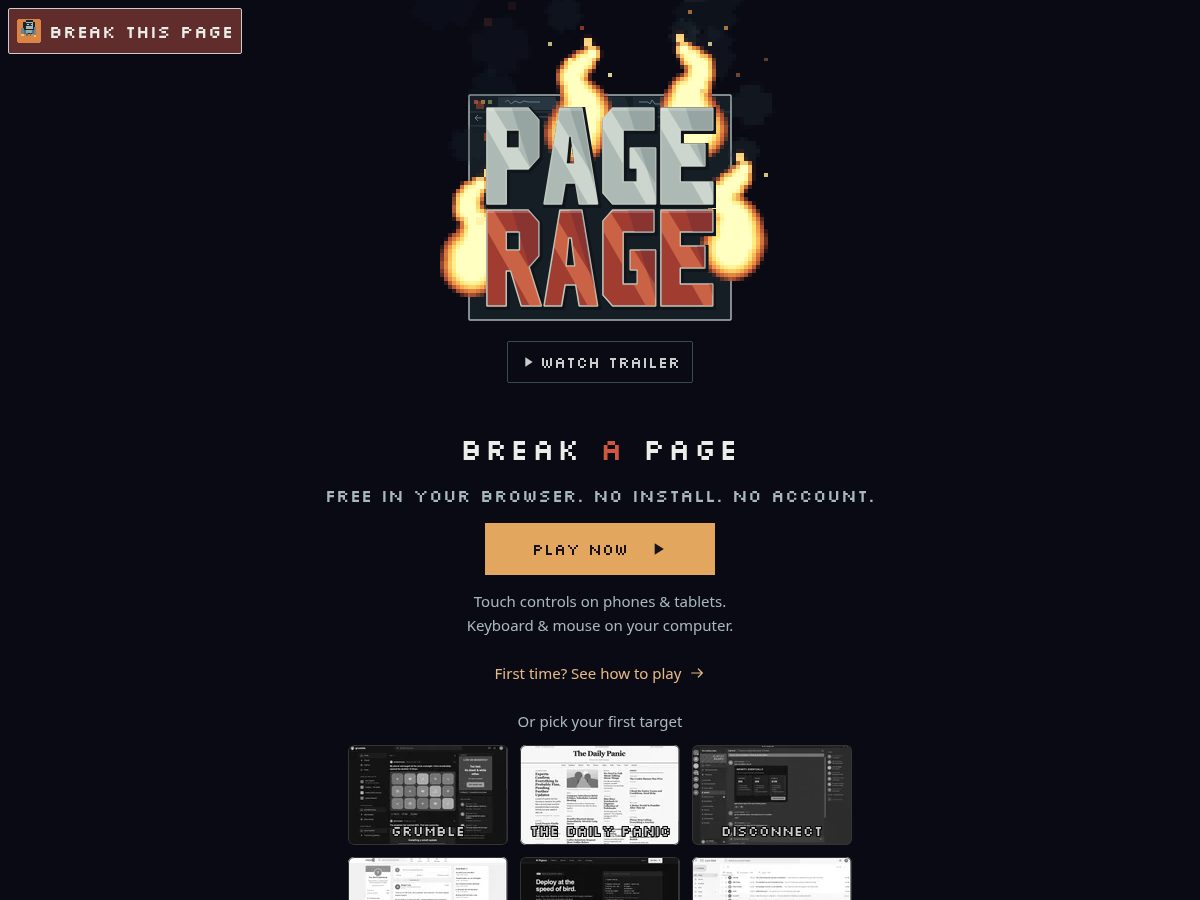 Landing-page snapshot of pagerage.org