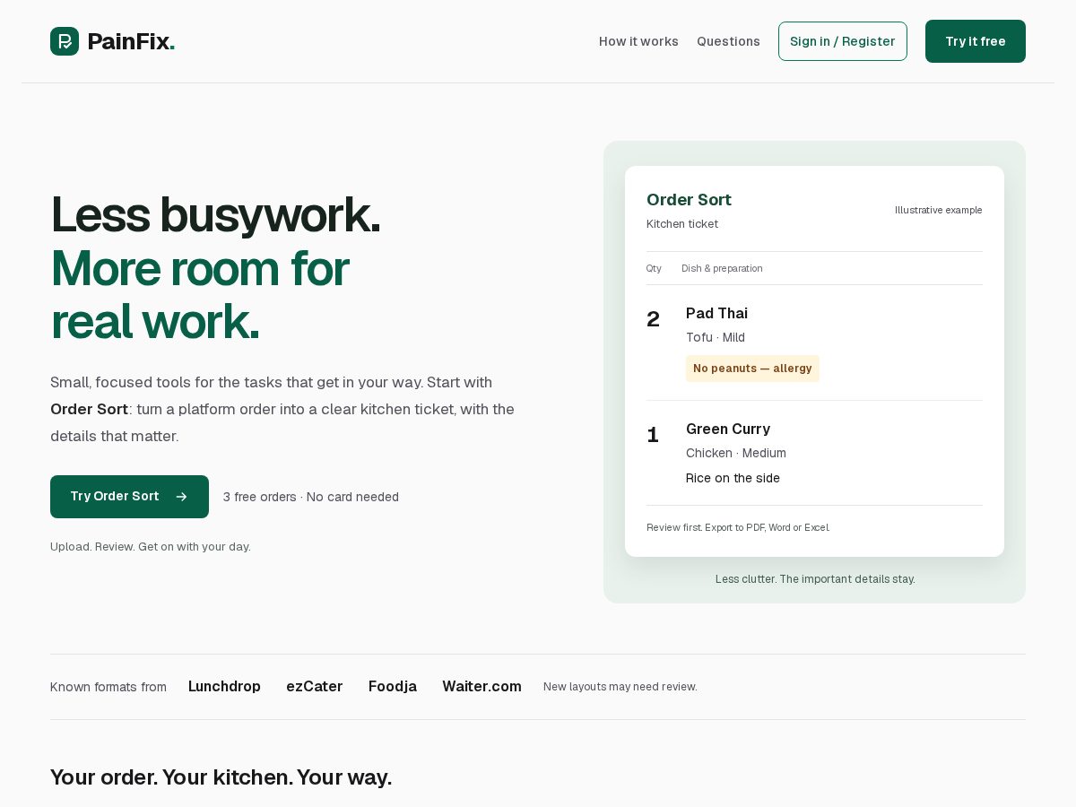 Landing-page snapshot of painfix.app