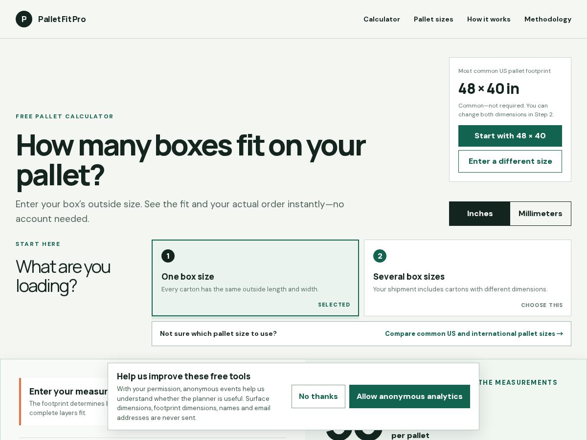 Landing-page snapshot of palletfitpro.com