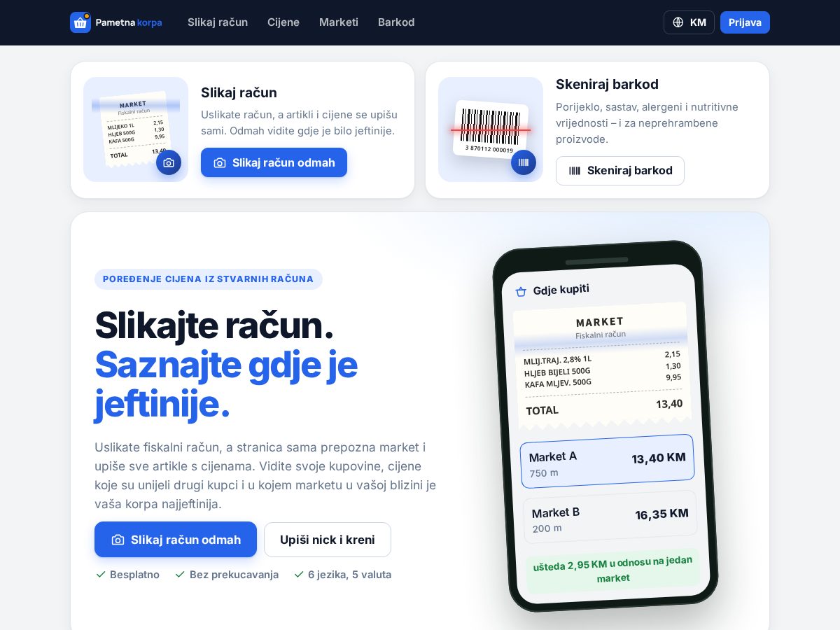 Landing-page snapshot of pametnakorpa.net