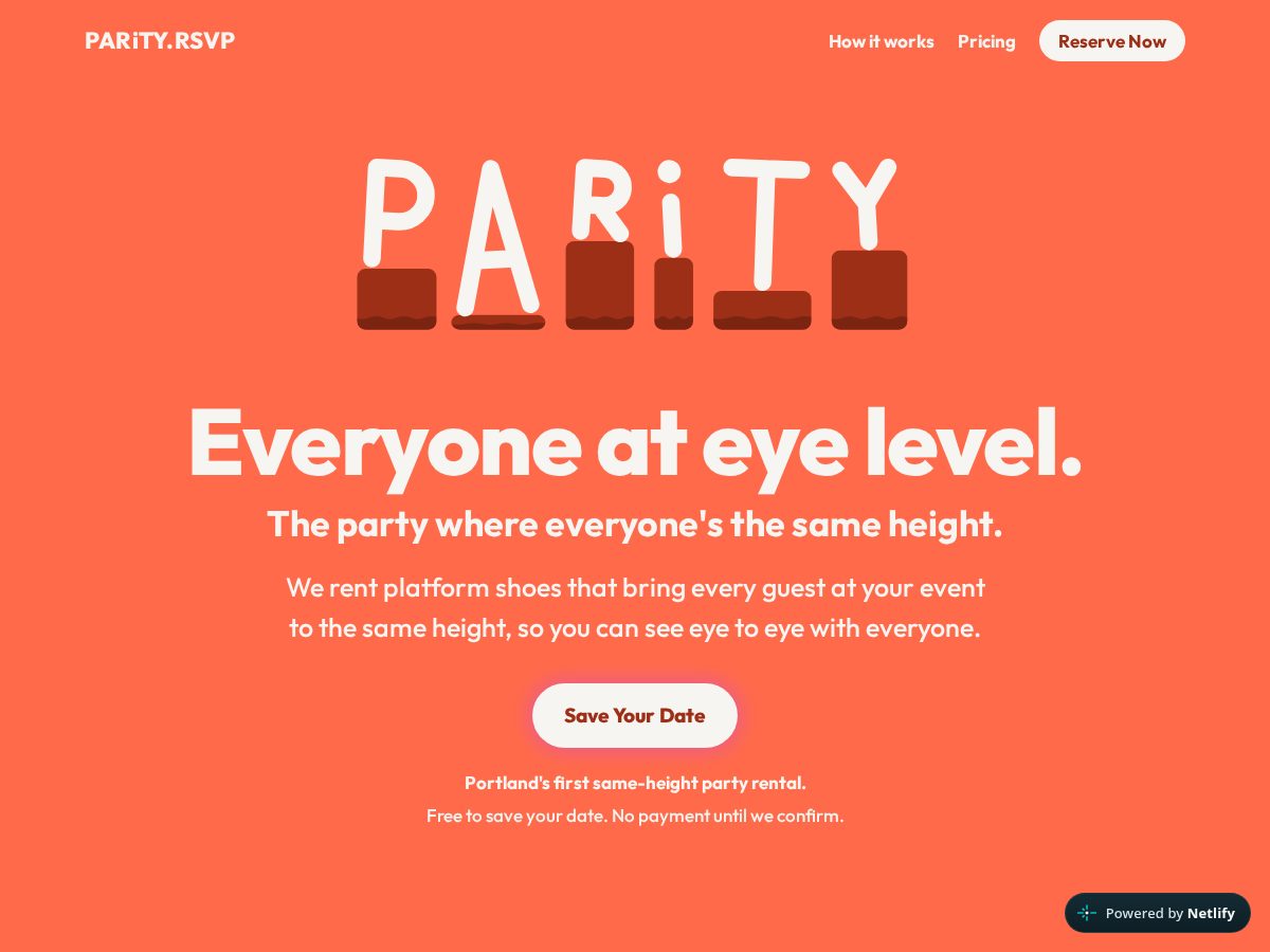 Landing-page snapshot of parity.rsvp