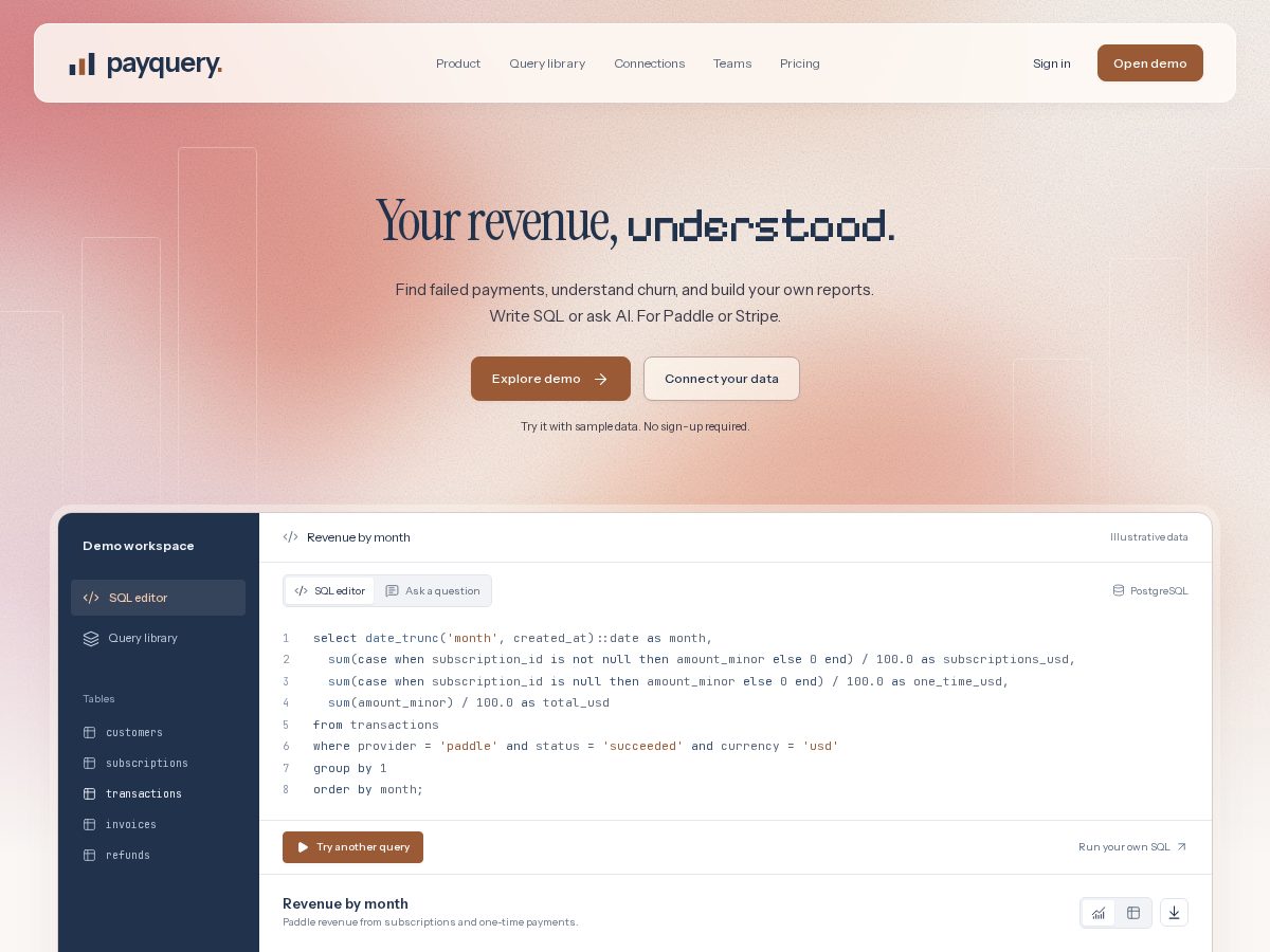 Landing-page snapshot of payquery.app
