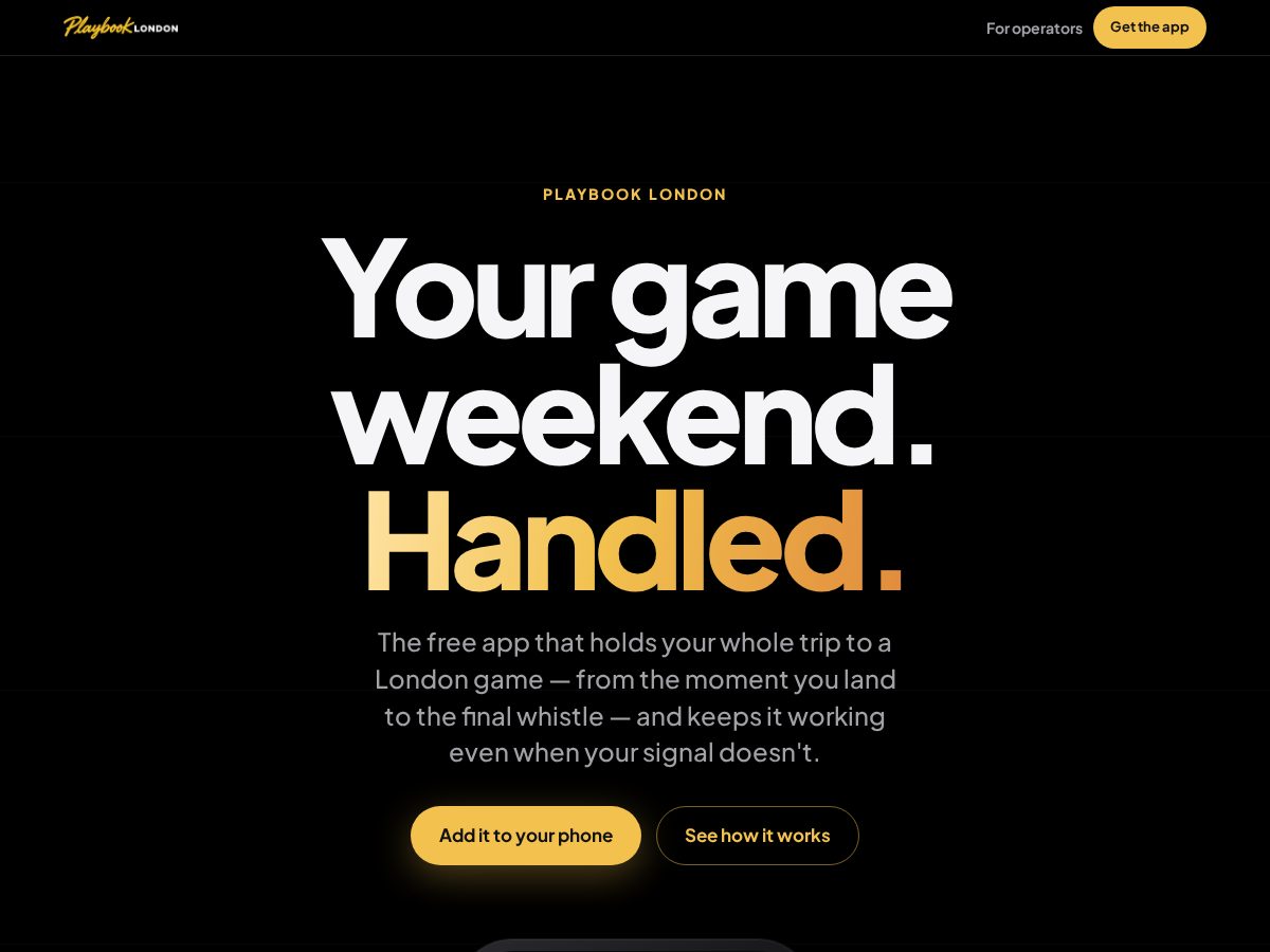 Landing-page snapshot of playbooklondon.com