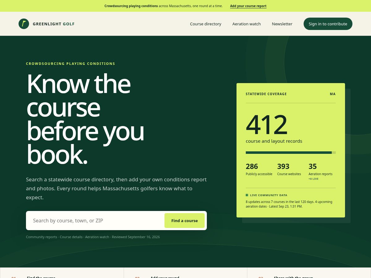 Landing-page snapshot of playgreenlightgolf.com