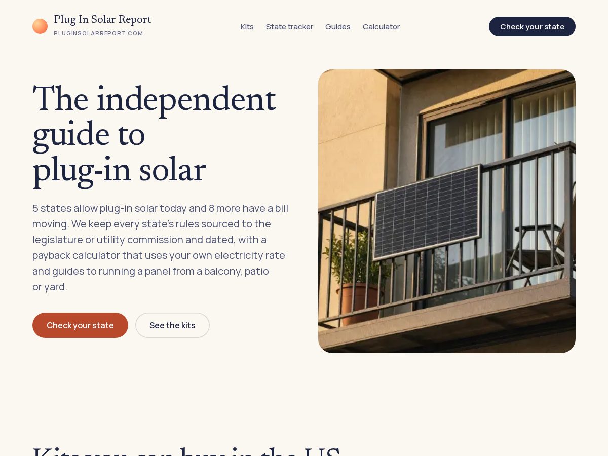 Landing-page snapshot of pluginsolarreport.com