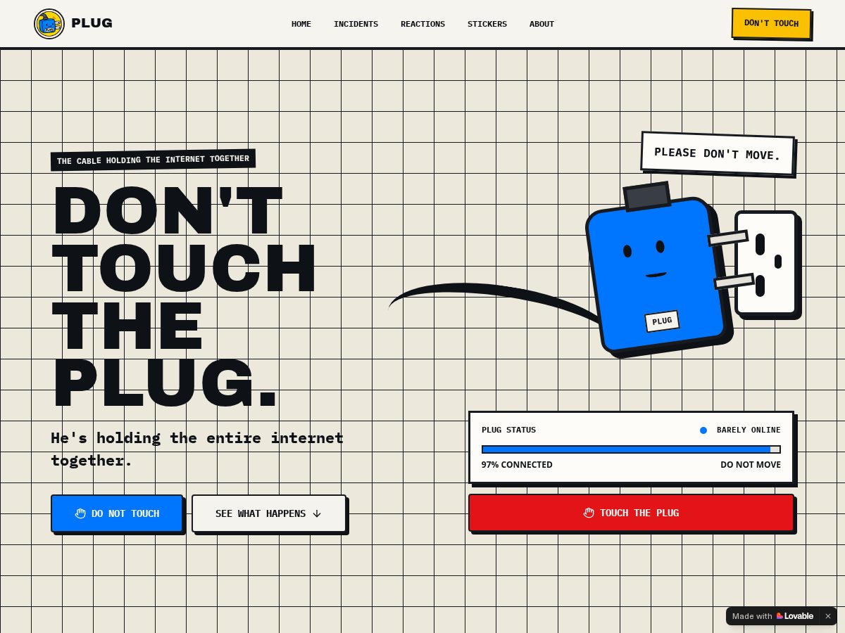 Landing-page snapshot of plugmeme.lol