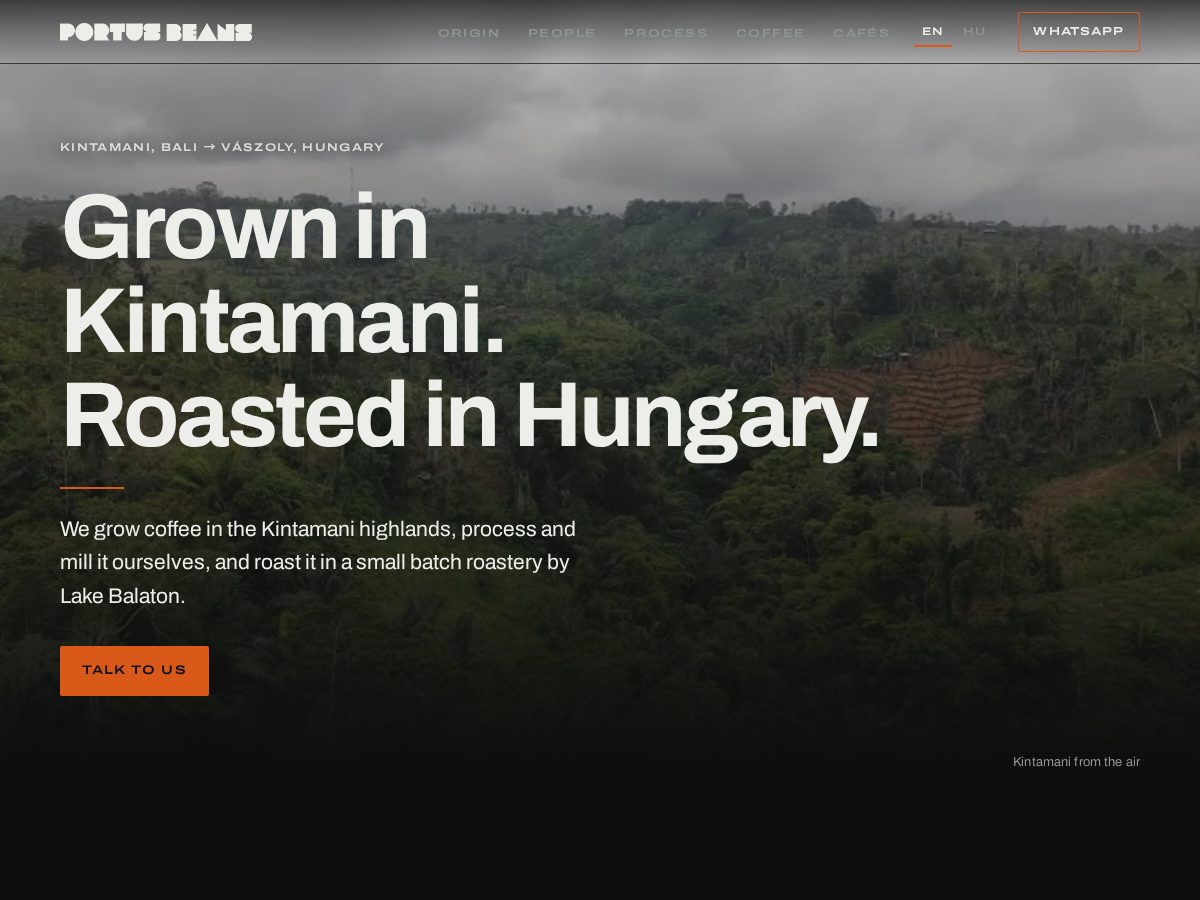 Landing-page snapshot of portusbeans.com