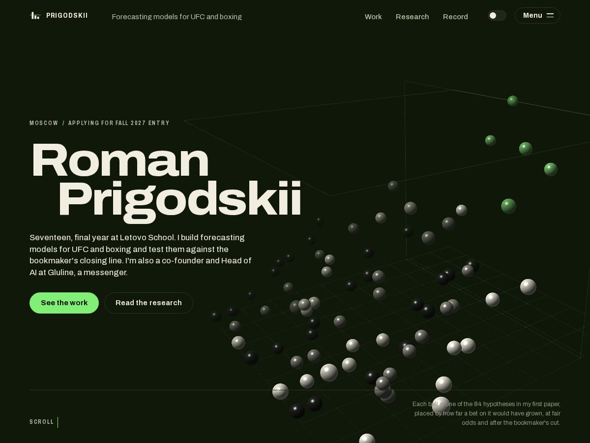 Landing-page snapshot of prigodskii.dev