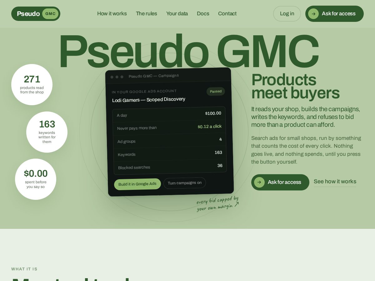 Landing-page snapshot of pseudogmc.com