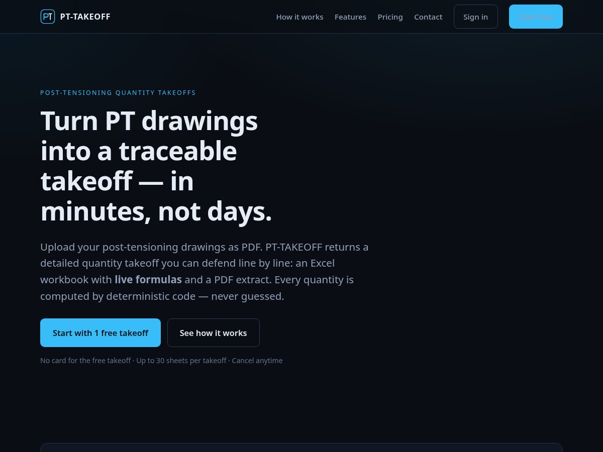 Landing-page snapshot of pttakeoff.com
