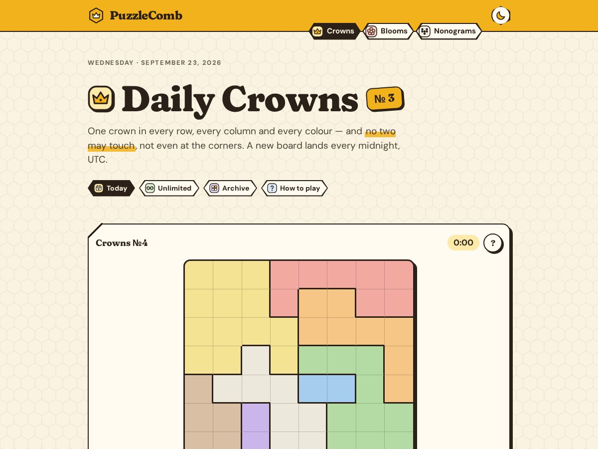 Landing-page snapshot of puzzlecomb.com