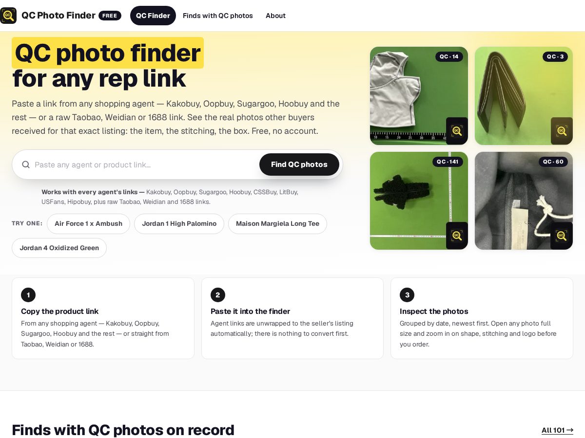 Landing-page snapshot of qcphotofinder.com