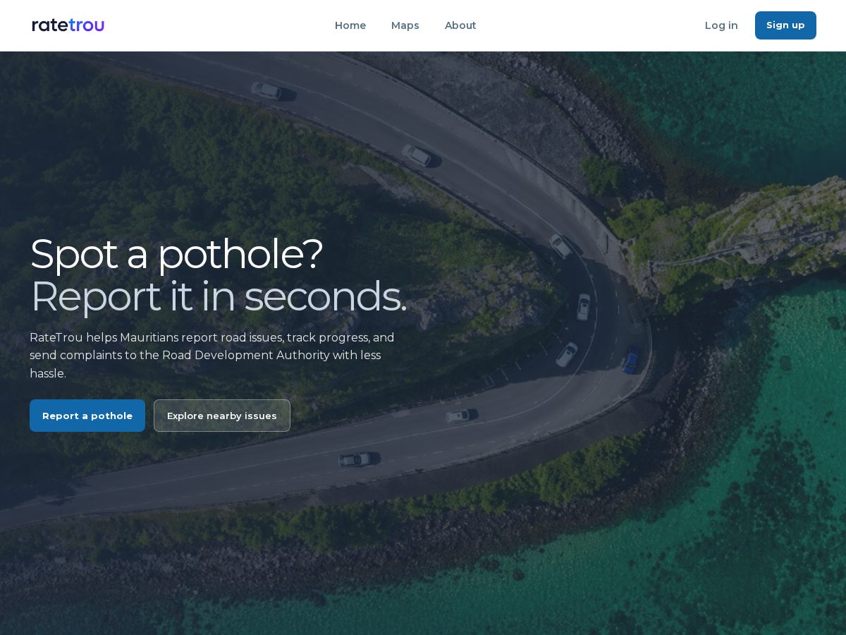Landing-page snapshot of ratetrou.com