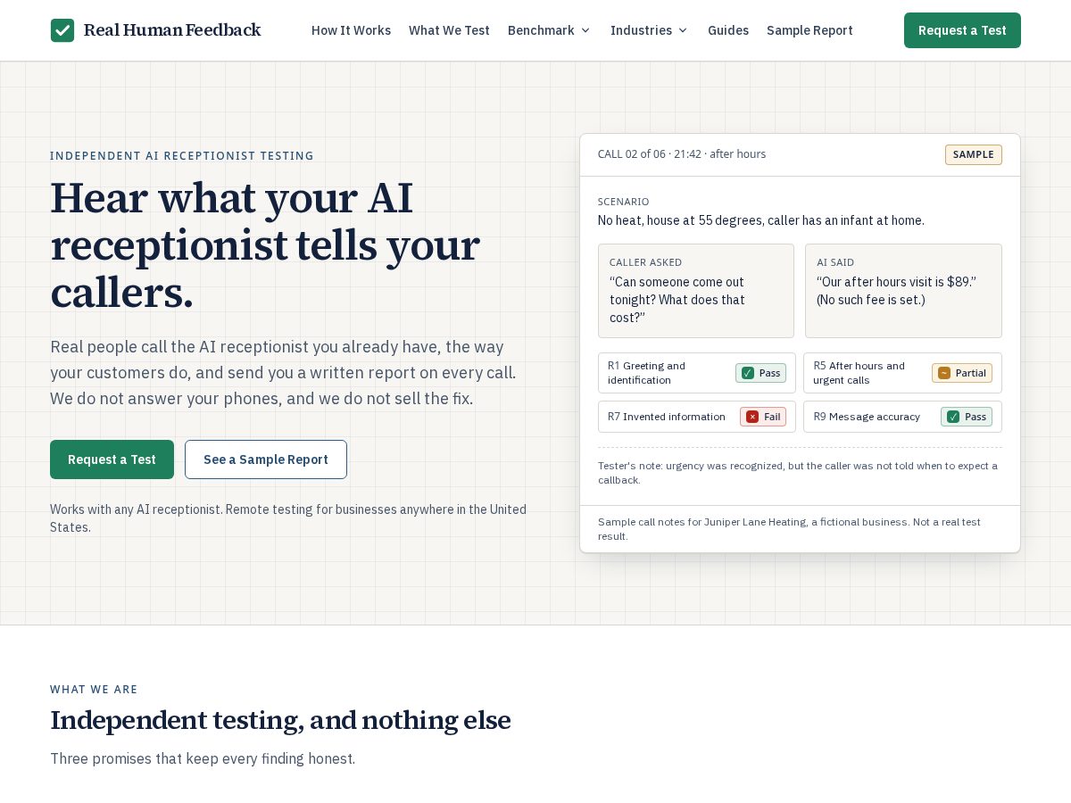 Landing-page snapshot of realhumanfeedback.com
