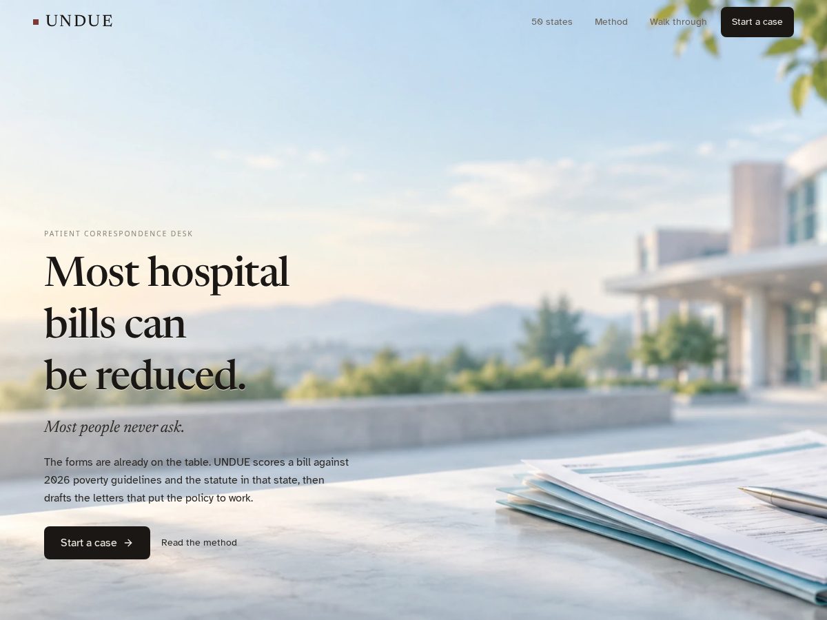 Landing-page snapshot of reducethisbill.com