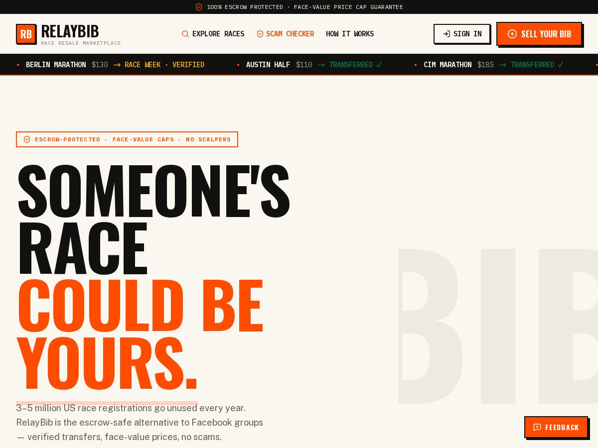 Landing-page snapshot of relaybib.com