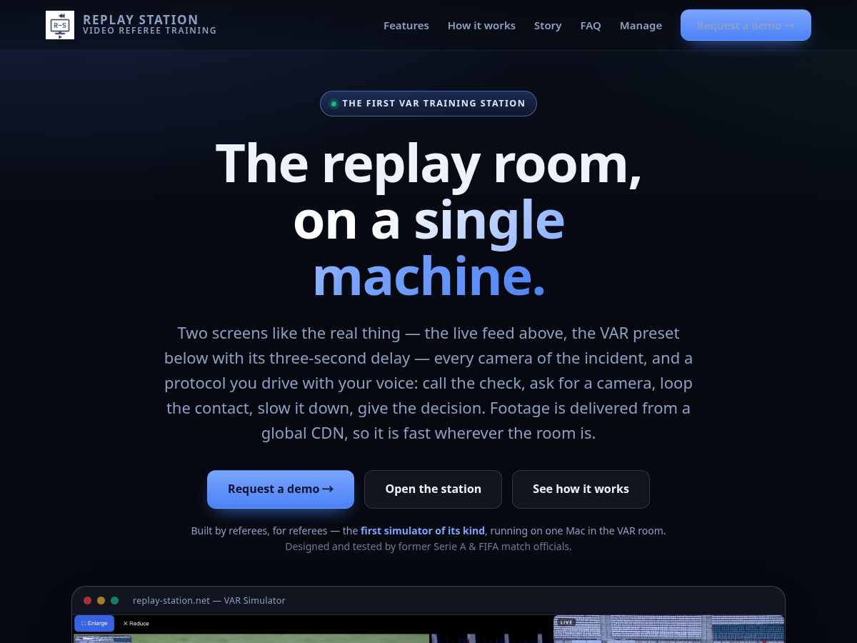 Landing-page snapshot of replay-station.net