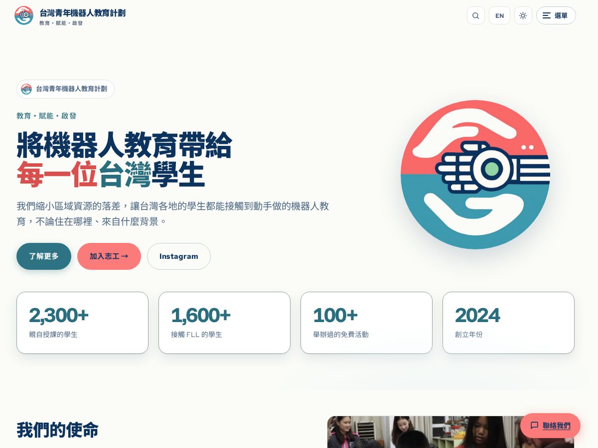 Landing-page snapshot of roboyouth.org