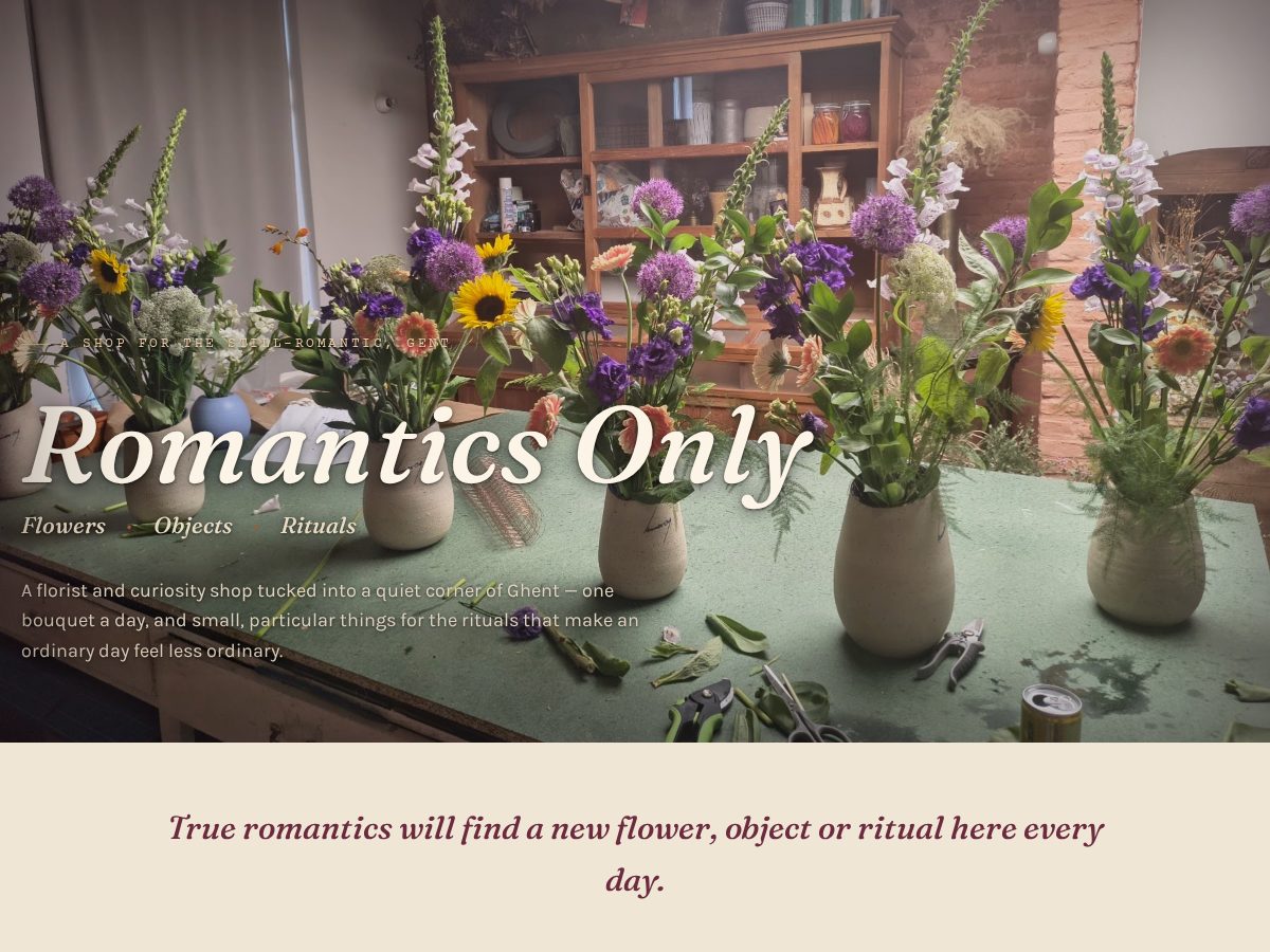 Landing-page snapshot of romanticsonly.gent