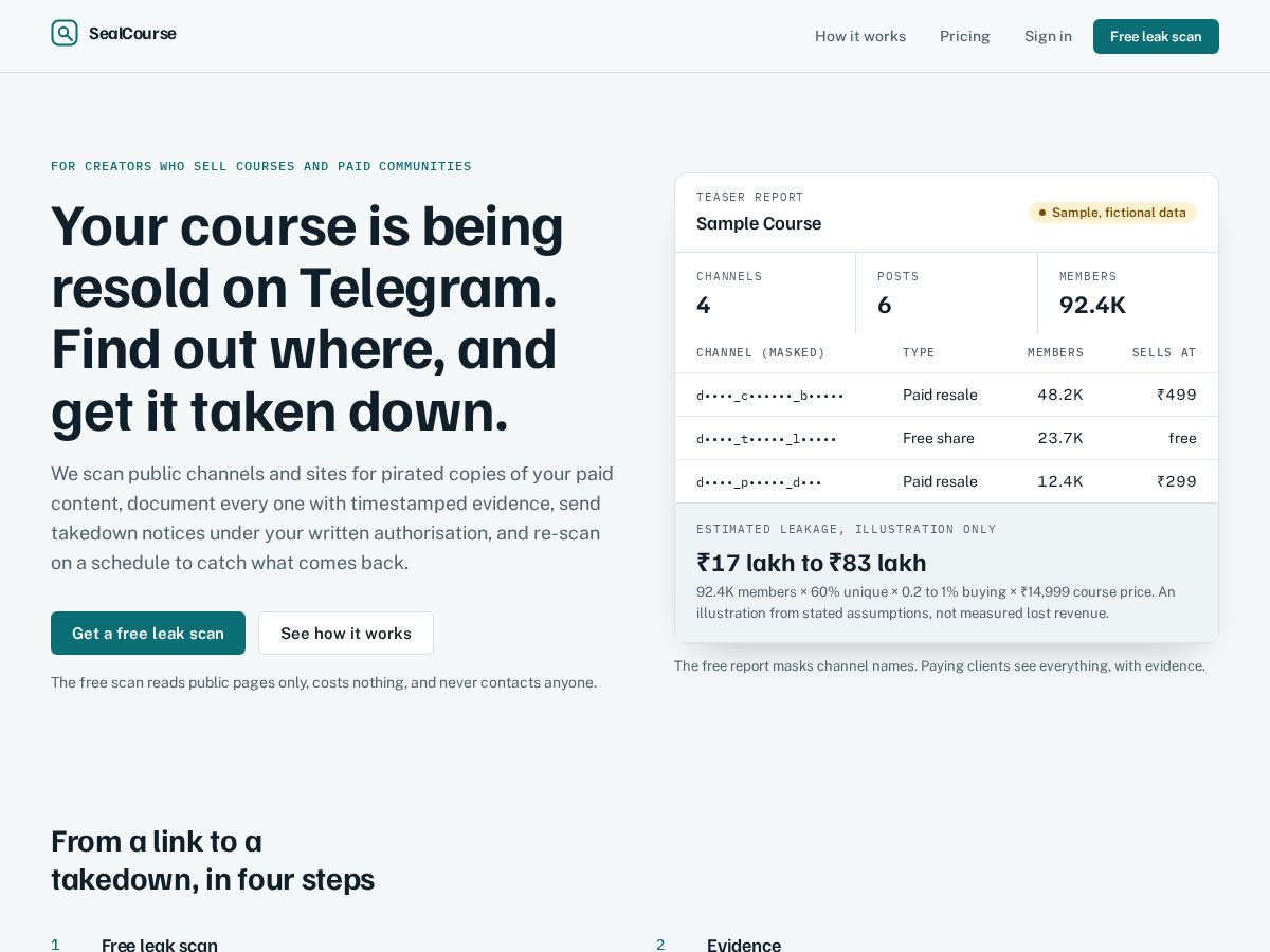 Landing-page snapshot of sealcourse.com
