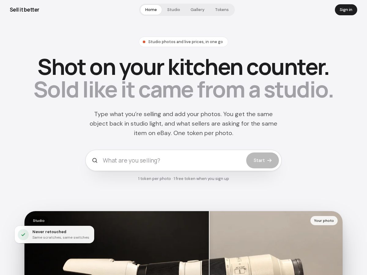 Landing-page snapshot of sellitbetter.app