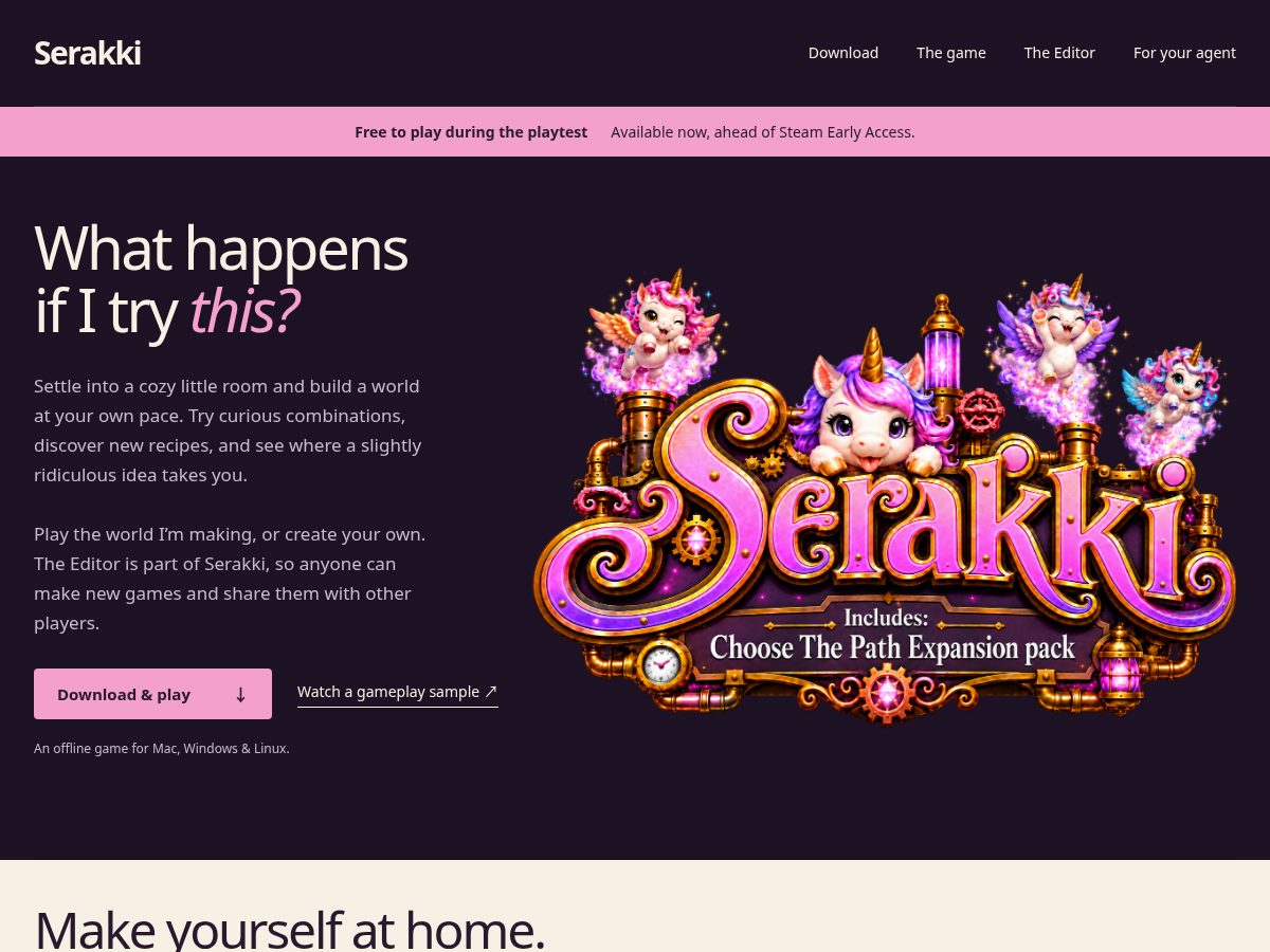 Landing-page snapshot of serakki.dev