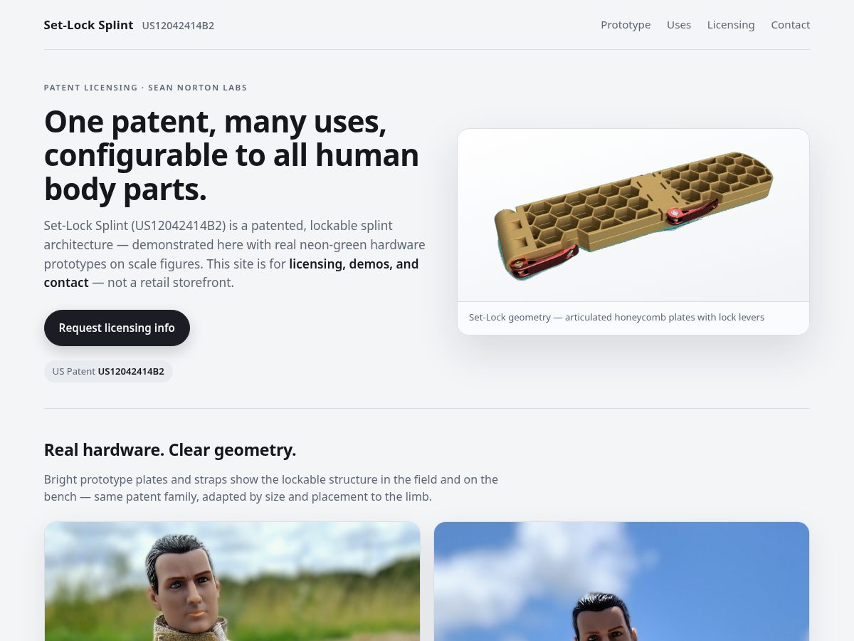 Landing-page snapshot of setlocksplint.com