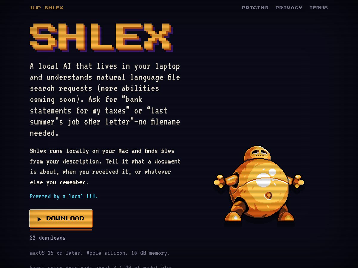 Landing-page snapshot of shlexball.com